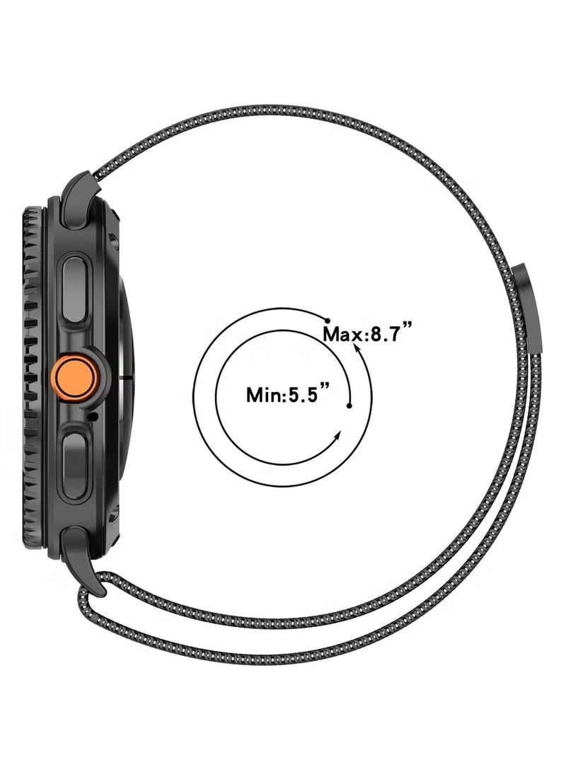 سوار ساعة معدني من الفولاذ المقاوم للصدأ لساعة سامسونج جالاكسي ووتش 8 مقاس 40 مم و44 مم، باللونين الأسود والفضي. - Image 4